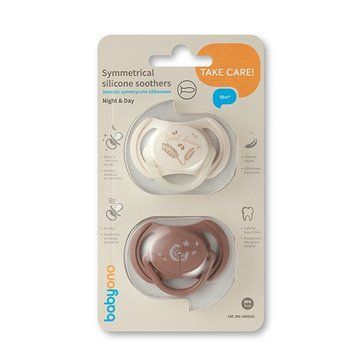 Пустушка симетрична силіконова (18 міс.+) (бежева/коричнева) "BabyOno" 1669/03 фото