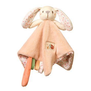 Обіймашка для малюків з брязкальцем "Веселий кролик" (25*25 см) /"Babyono" 1539 фото